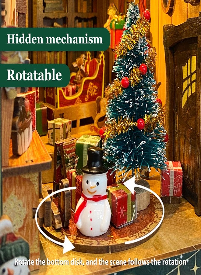STRUCWOOD DIY Book Nook Kit - Christmas Wooden Miniature House Kit Rotating Decor, Gift for 14+ Dollhouse Kit - Jingle Cabin (SQ-34) - Image 4